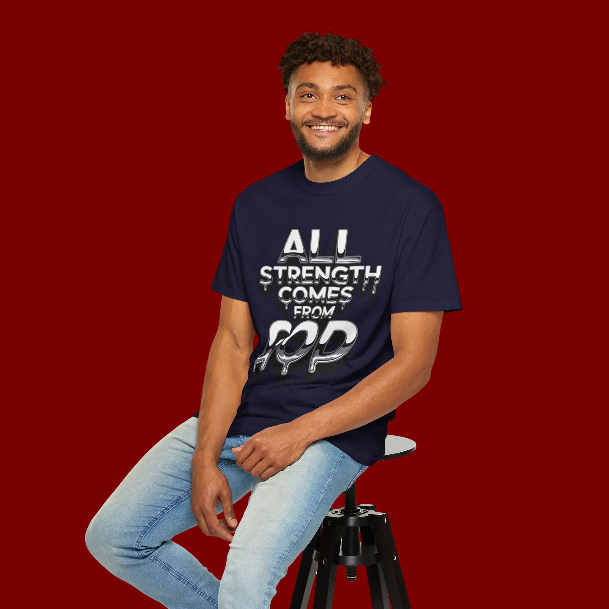 All Strength Comes From God T-Shirt — Christian Faith Graphic Tee