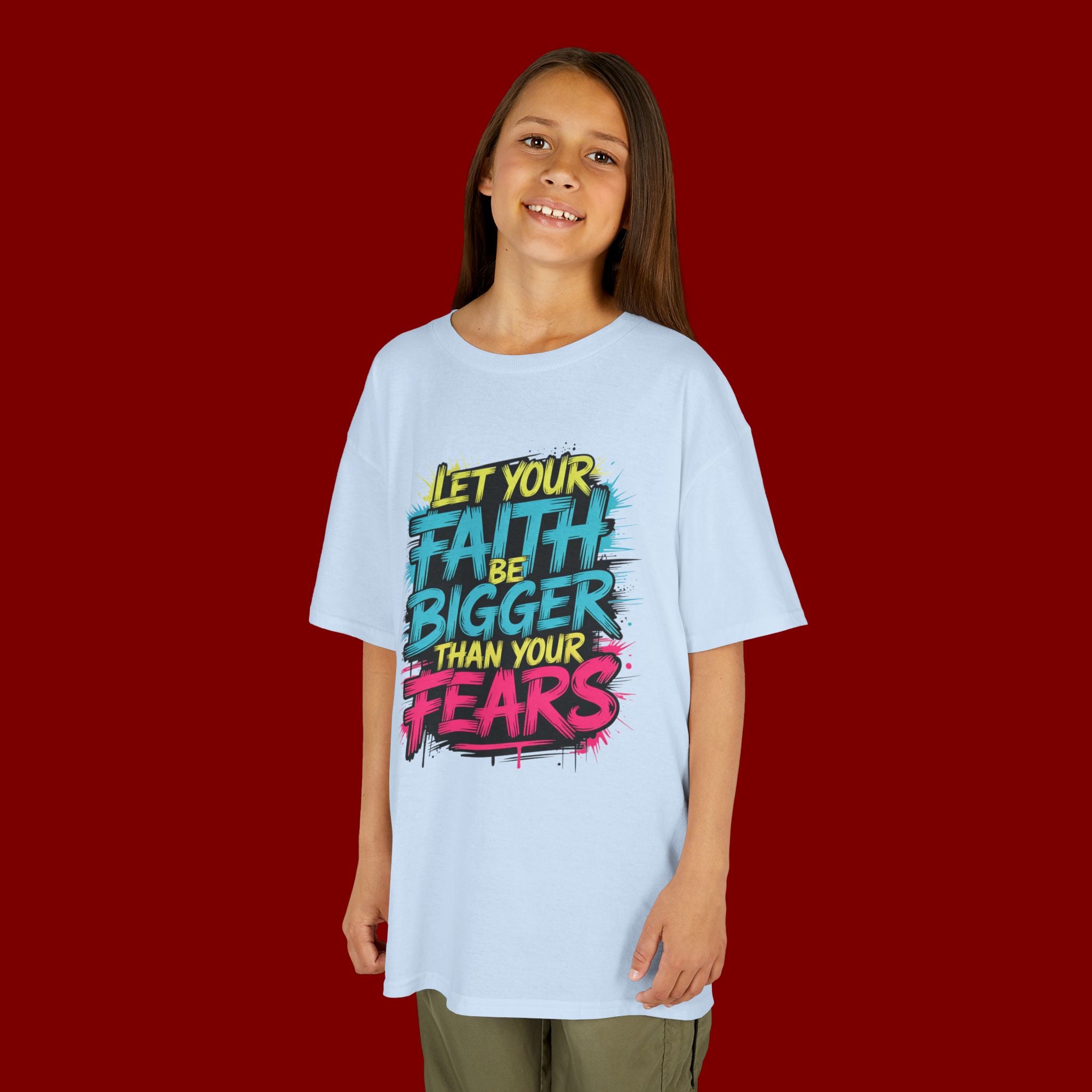 Kids Tee — "Let Your Faith Be Bigger Than Your Fears" Inspirational Graphic