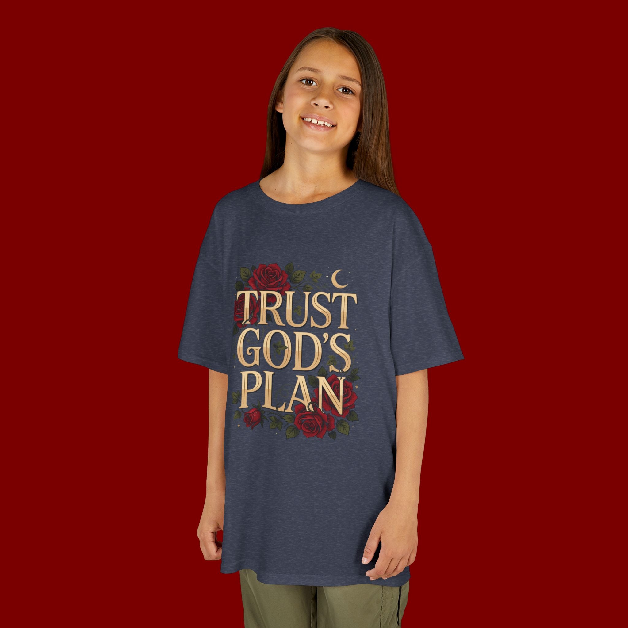 Kids Tee — "Trust God's Plan" Floral Faith T‑Shirt