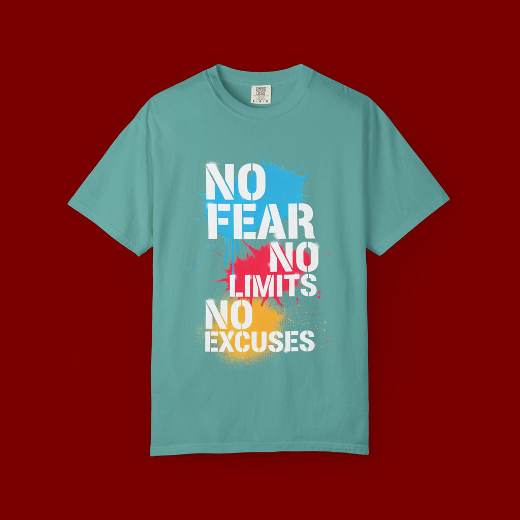 No Fear No Limits No Excuses T-Shirt — Motivational Graphic Tee