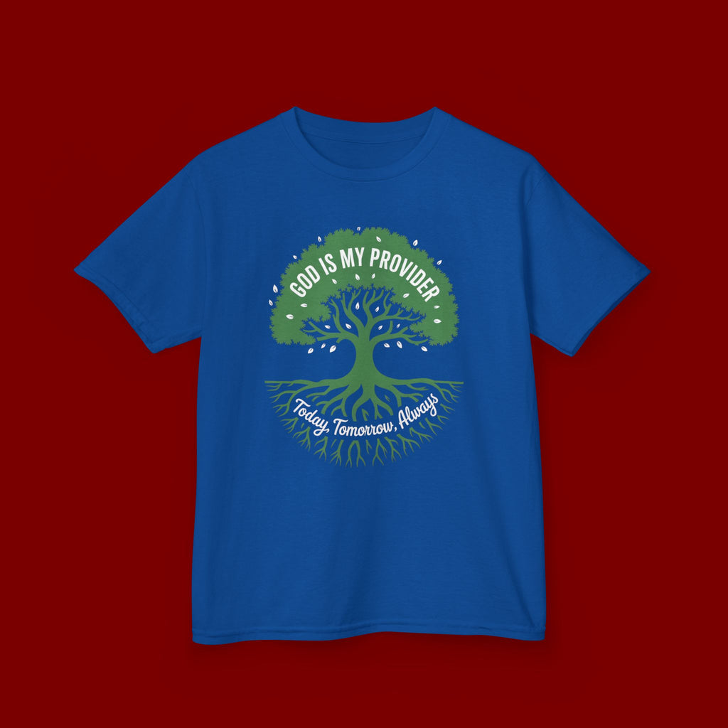 Kids Tee — "God Is My Provider" Tree of Faith Christian Shirt