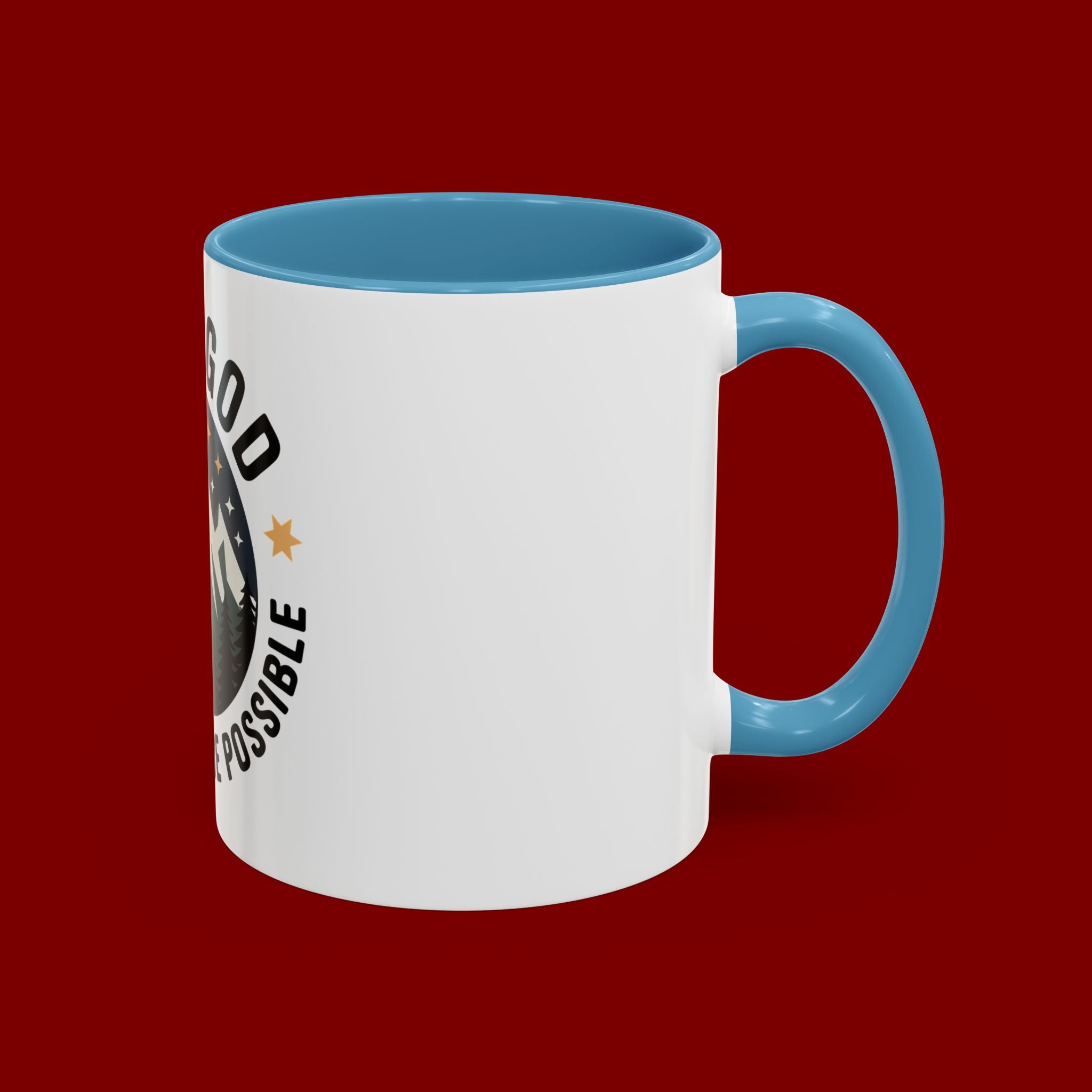 With God All Things Are Possible Accent Coffee Mug — Inspirational Faith Mountain Mug (11/15oz)
