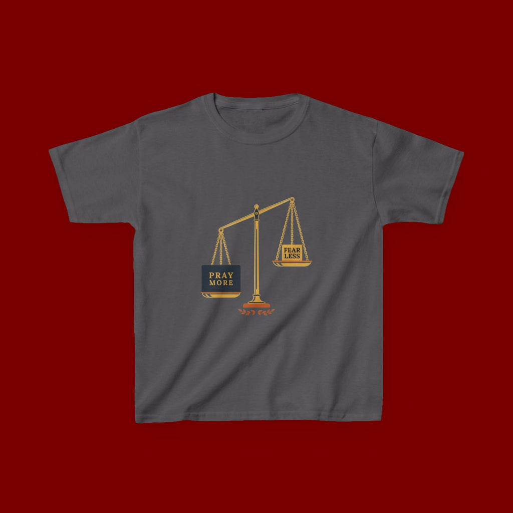 Kids Tee — Scales Design with 'Pray More' & 'Fear Less' Inspirational Graphic