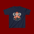Kids Tee – 'GOD' Mountain Sunrise Faith Graphic