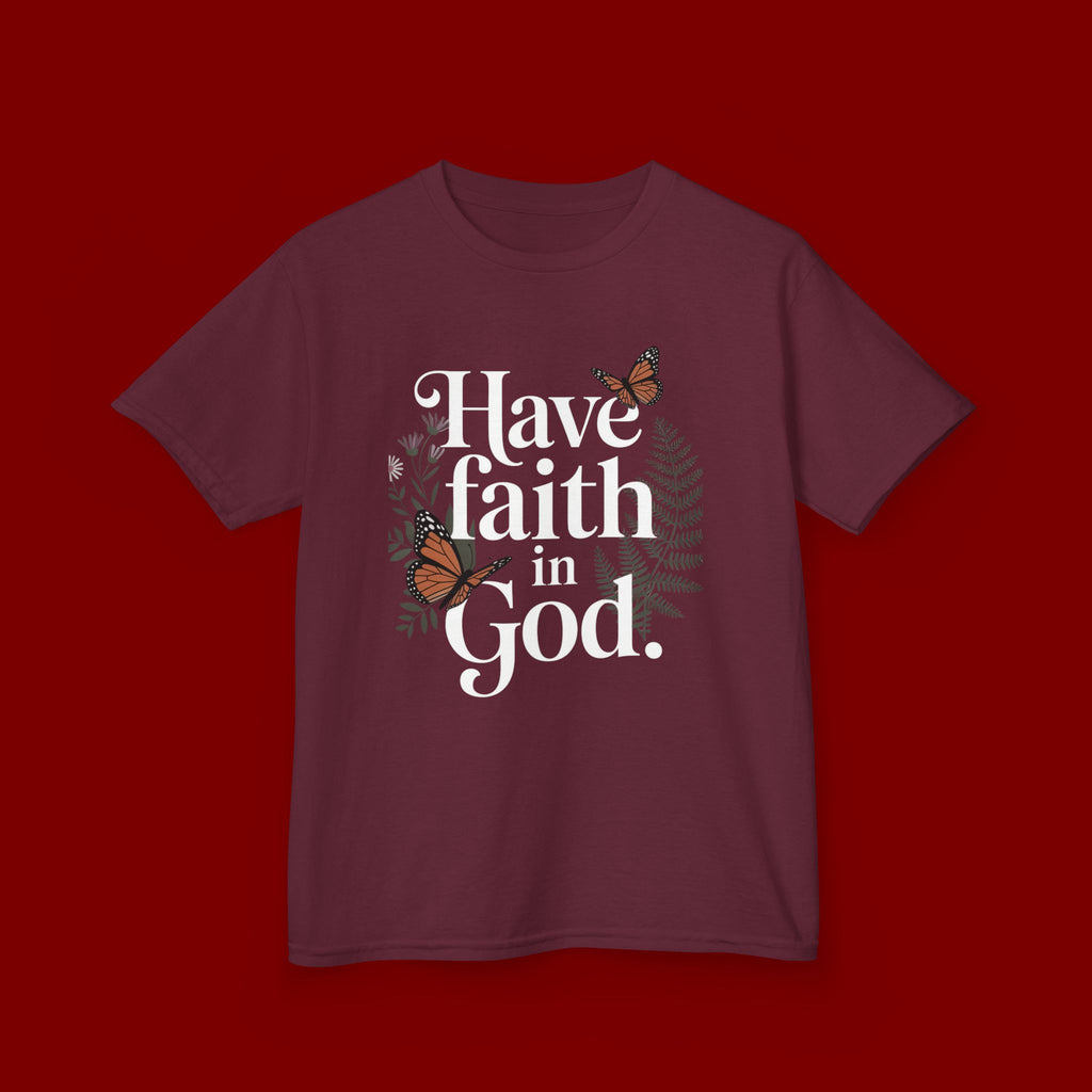 Kids Tee — "Have Faith in God" Floral Christian Youth T‑Shirt