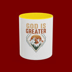 God Is Greater Mountain Coffee Mug — Inspirational Christian Accent Mug