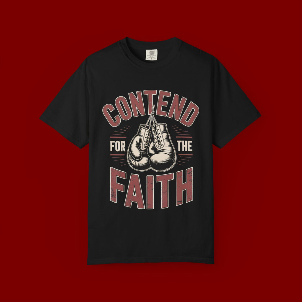 Contend for the Faith T-Shirt — Vintage Boxing Gloves Christian Tee