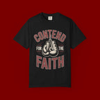 Contend for the Faith T-Shirt — Vintage Boxing Gloves Christian Tee