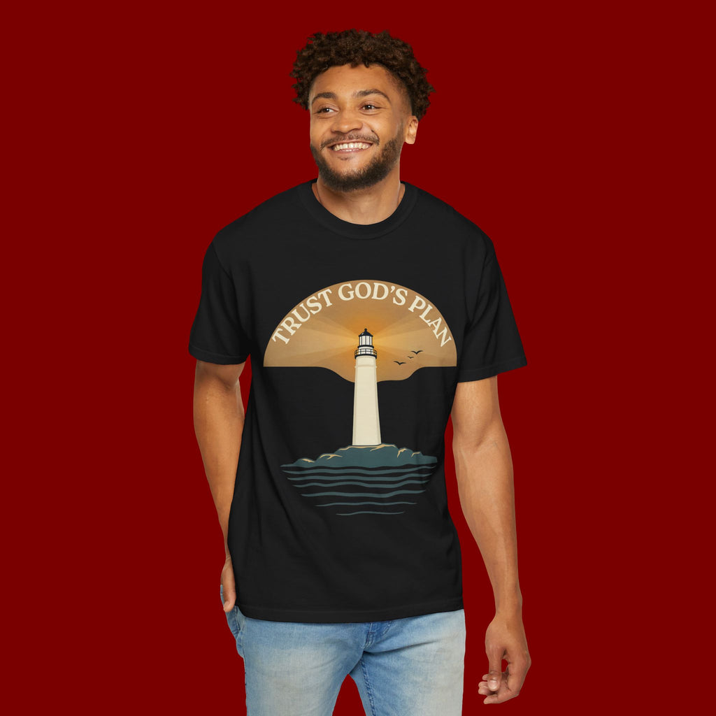 Trust God's Plan Lighthouse T-Shirt — Faith Coastal Tee