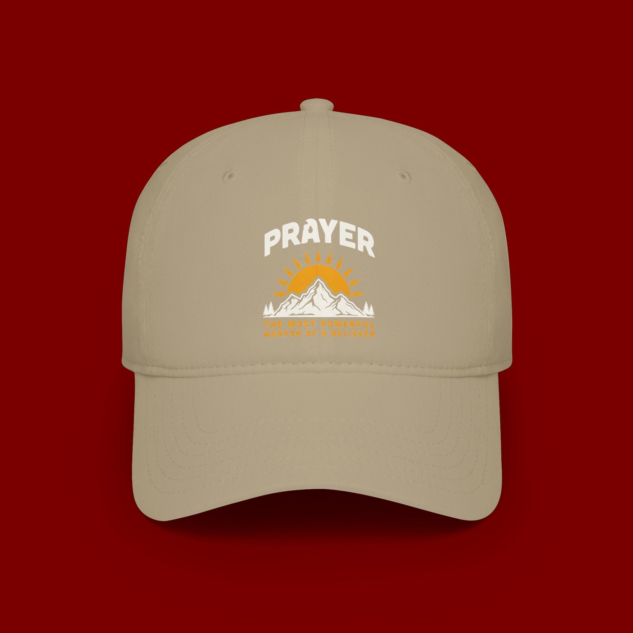 Prayer Sunrise Baseball Cap — Spiritual Faith Hat with Mountain Graphic