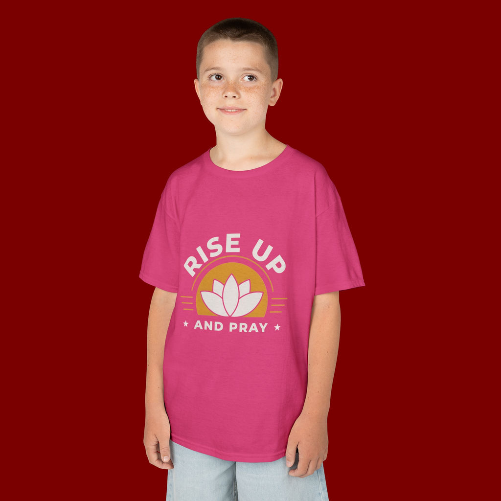 Kids T-Shirt - "Rise Up and Pray" Inspirational Christian Tee for Children