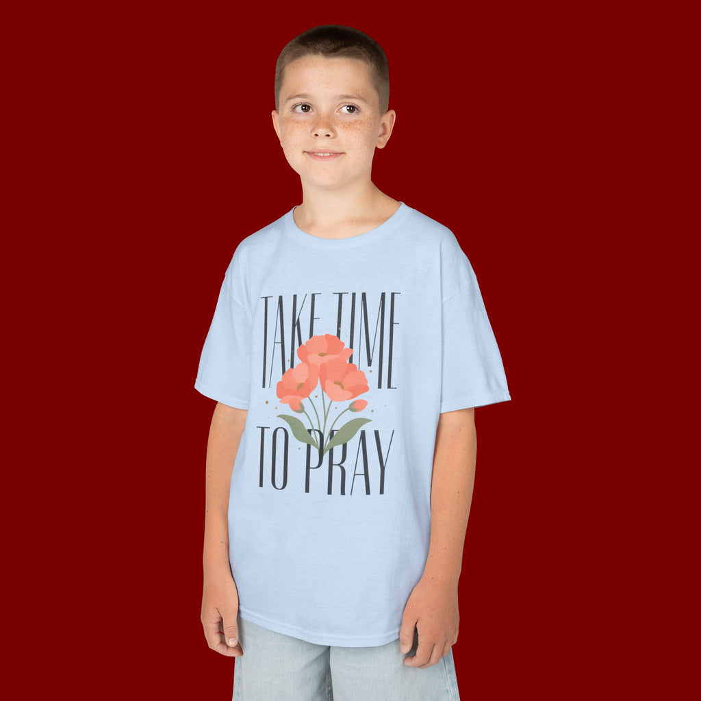 Kids Tee — "Take Time to Pray" Floral Christian Shirt
