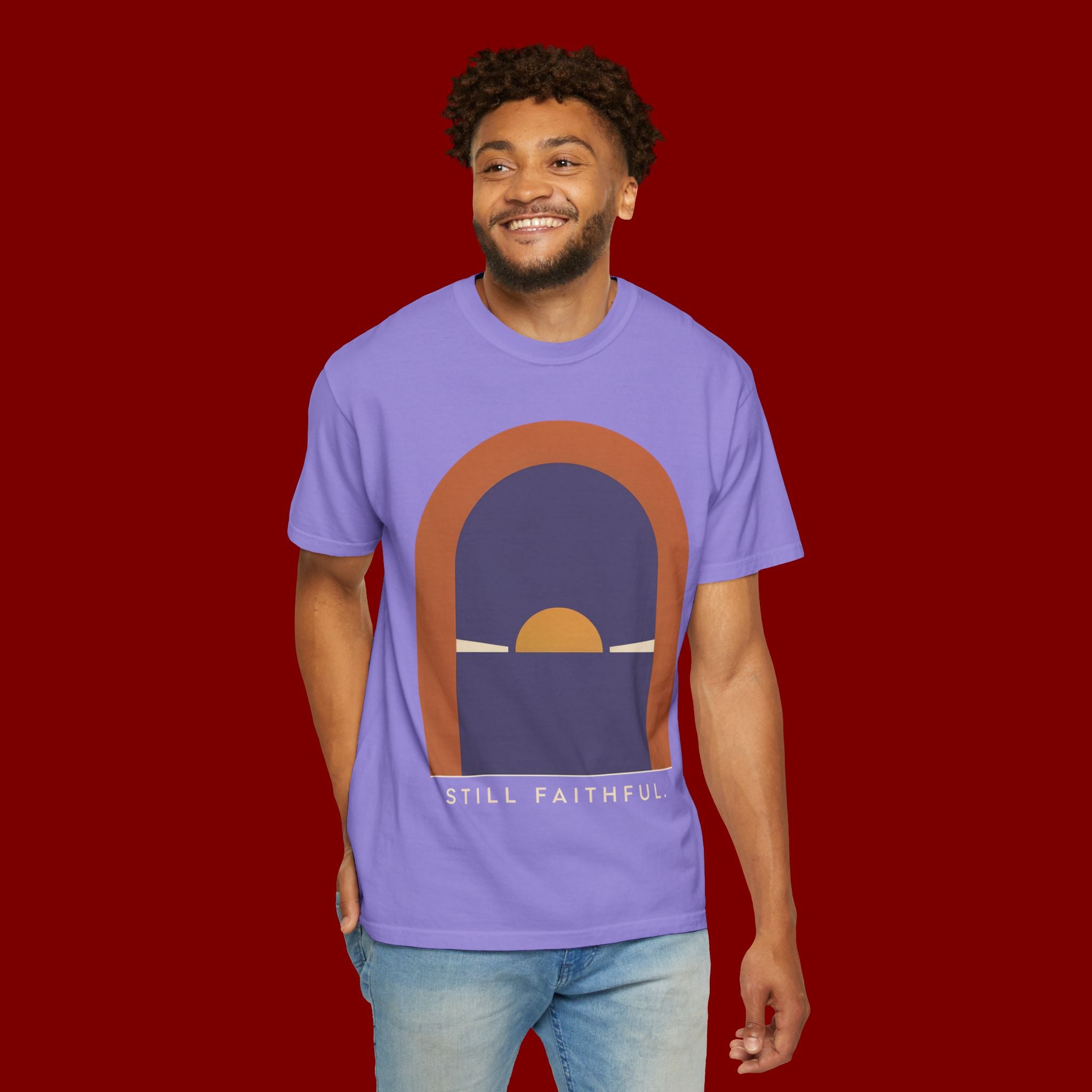 Still Faithful Sunset T-Shirt — Minimal Christian Graphic Tee