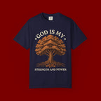 God Is My Strength Tree T-Shirt — Faith-Based Inspirational Tee