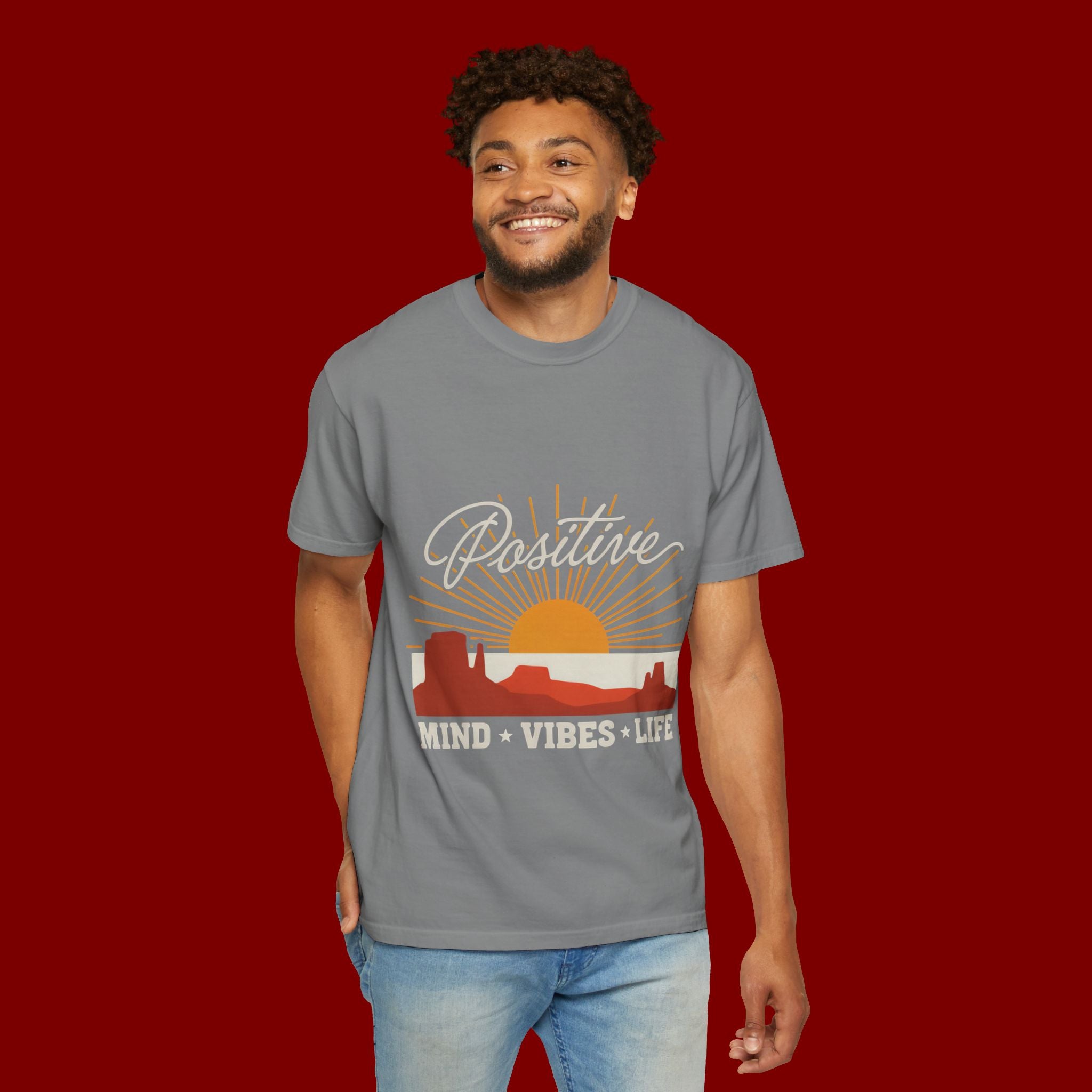 Positive Sunset T-Shirt — "Positive" Mind • Vibes • Life Motivational Tee