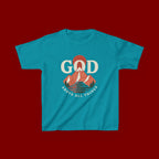 Kids Tee – 'GOD' Mountain Sunrise Faith Graphic