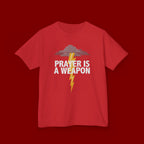 Kids Tee — "Prayer Is A Weapon" Lightning Graphic Christian Shirt