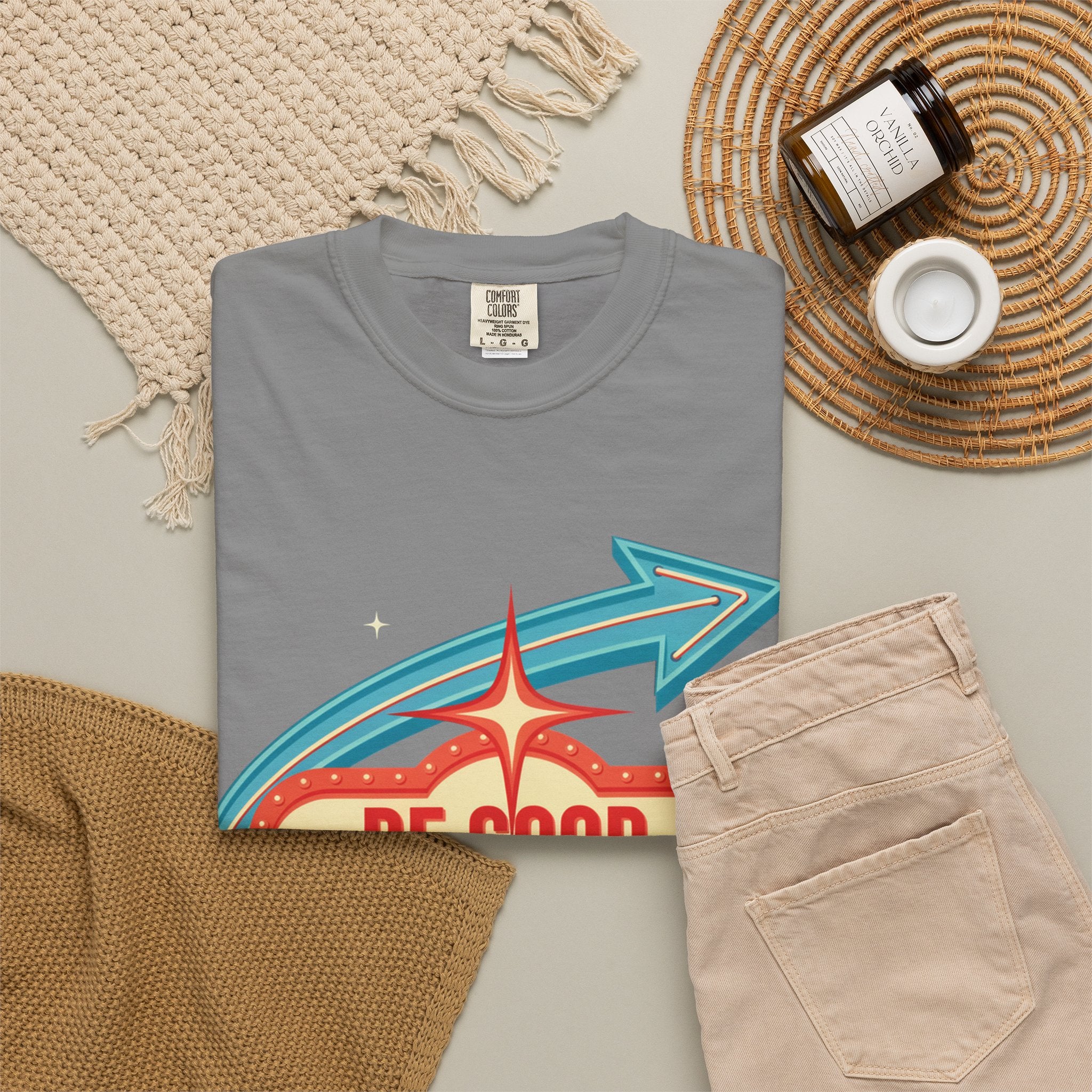 T-Shirt — "Be Good Do Good Feel Good" Retro Sign Graphic