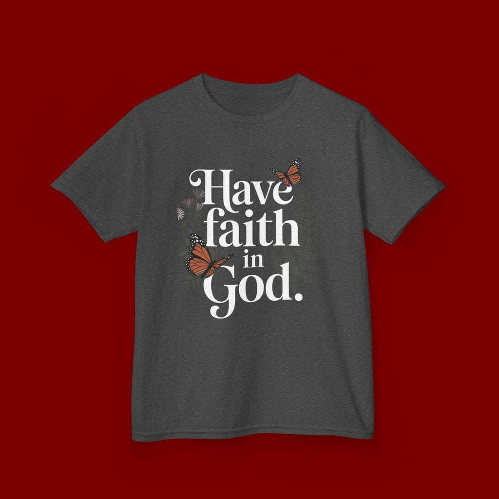 Kids Tee — "Have Faith in God" Floral Christian Youth T‑Shirt