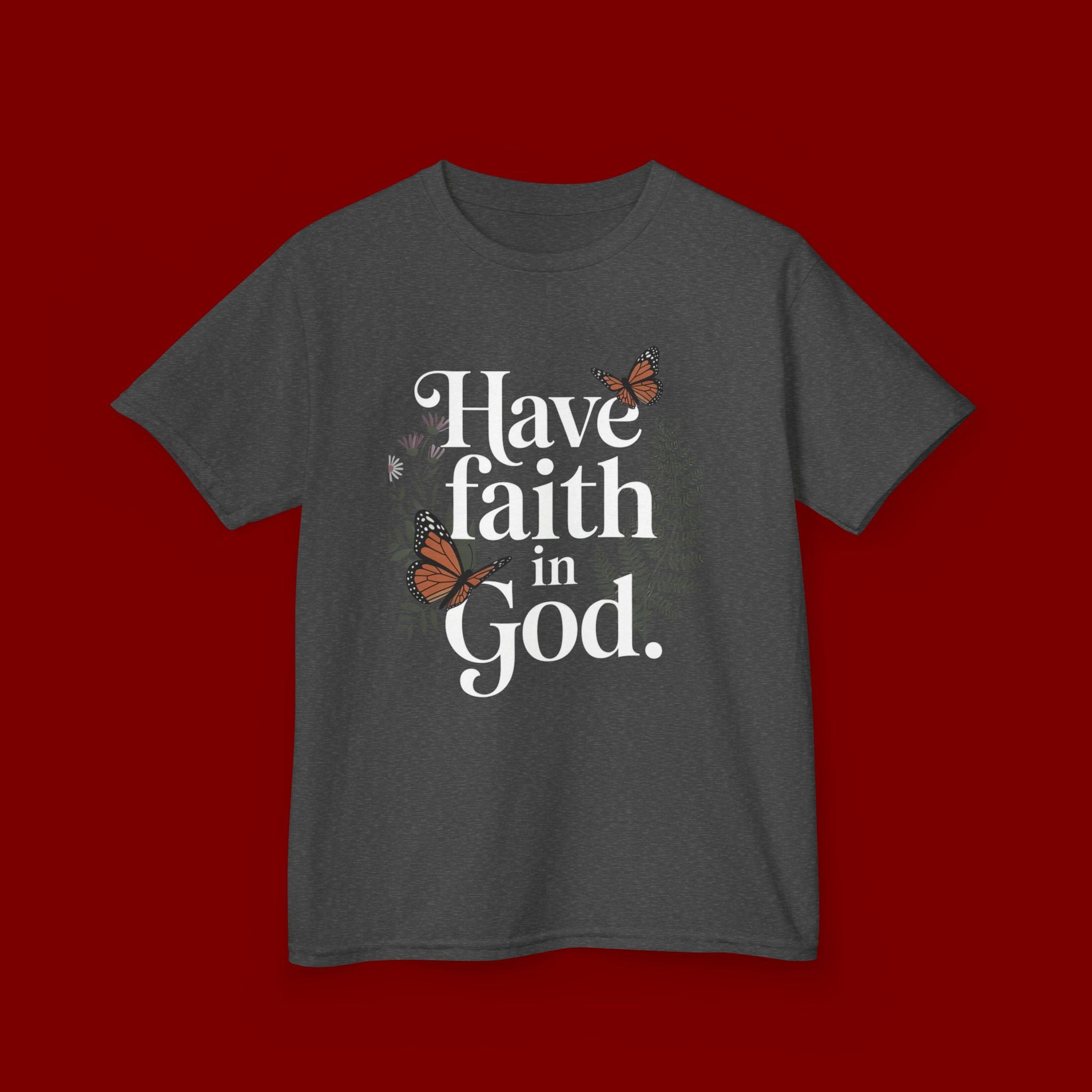 Kids Tee — "Have Faith in God" Floral Christian Youth T‑Shirt