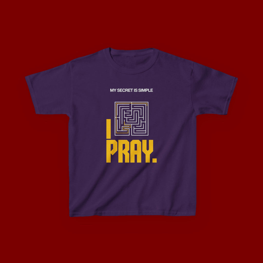 Kids Tee — "My Secret Is Simple: I Pray." Maze Faith T‑Shirt