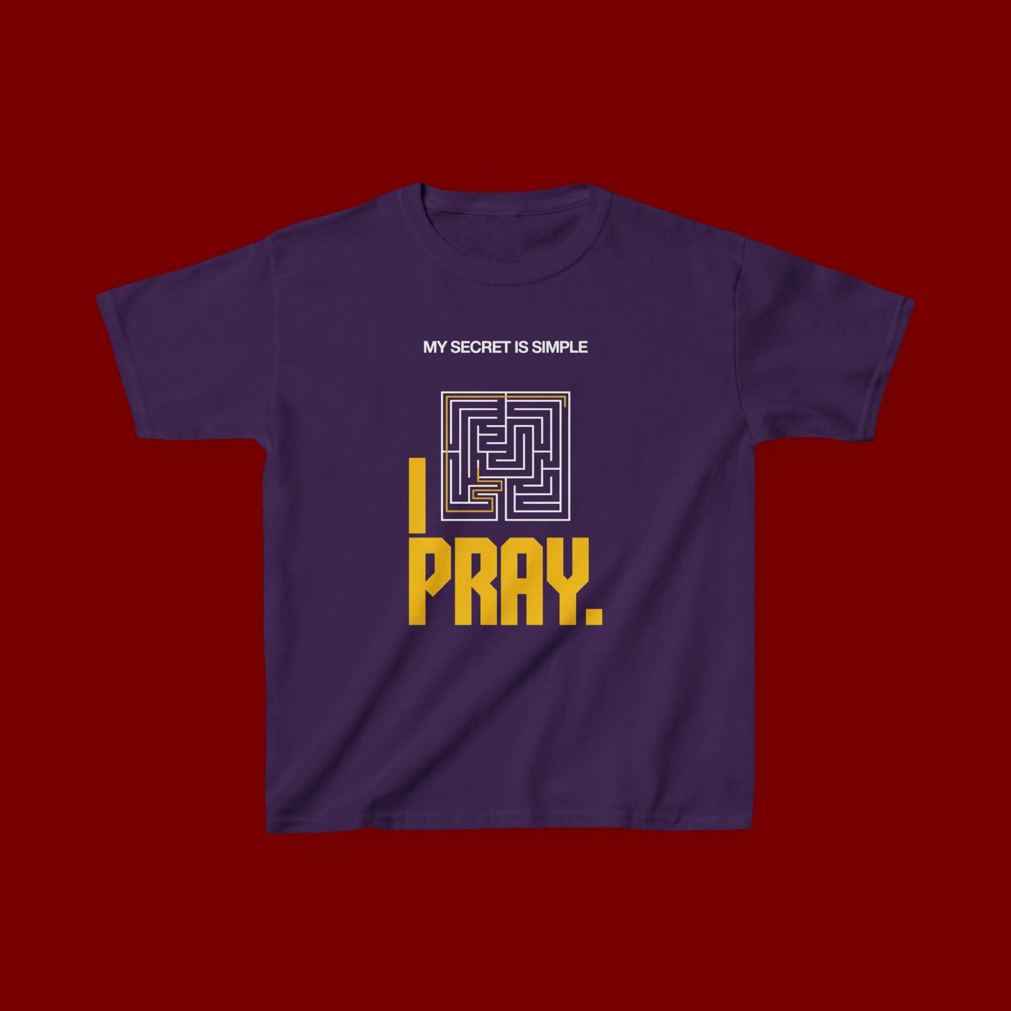 Kids Tee — "My Secret Is Simple: I Pray." Maze Faith T‑Shirt