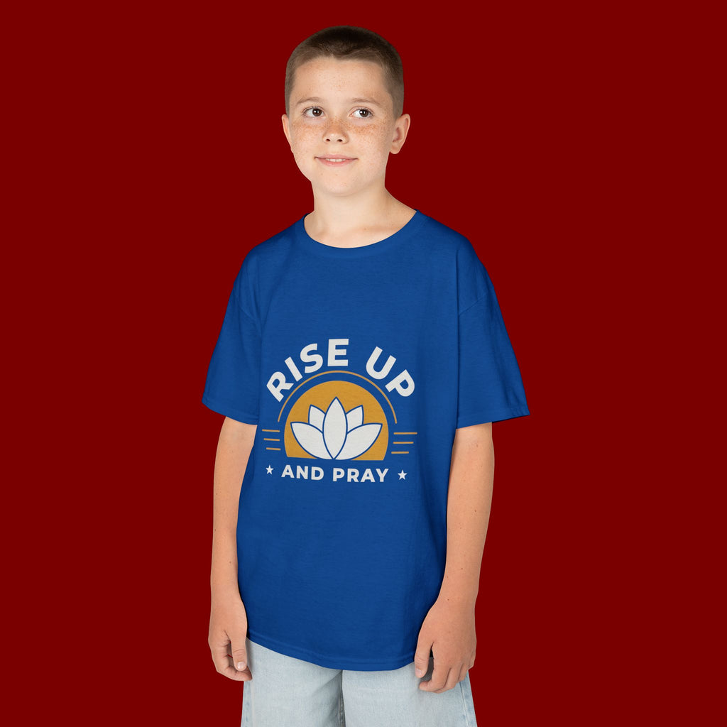 Kids T-Shirt - "Rise Up and Pray" Inspirational Christian Tee for Children