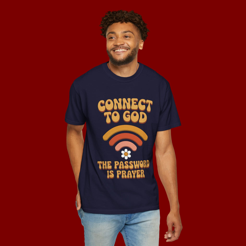 Connect to God T-Shirt — "The Password Is Prayer" Retro Faith Tee