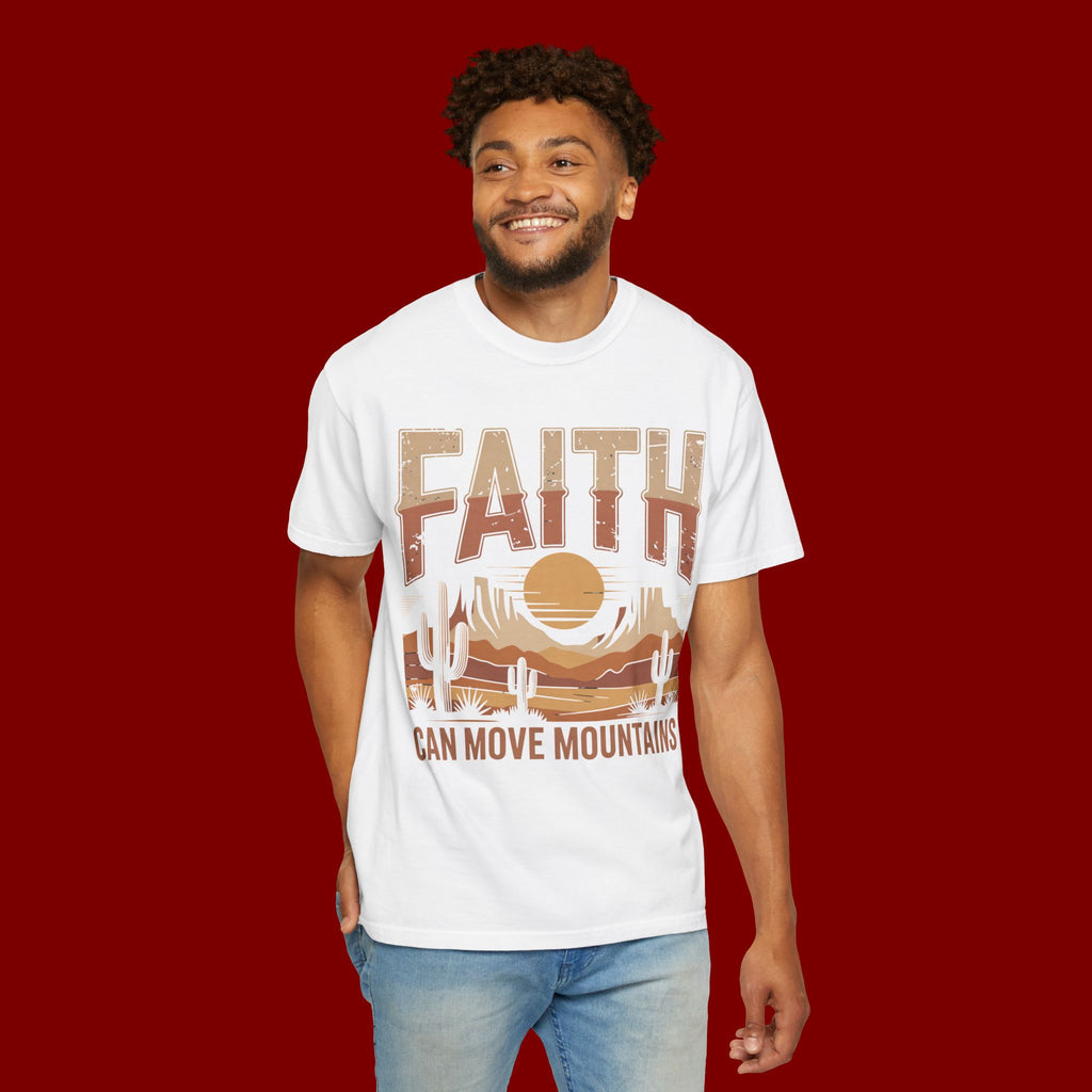 Faith Can Move Mountains T-Shirt — Retro Desert Inspirational Tee