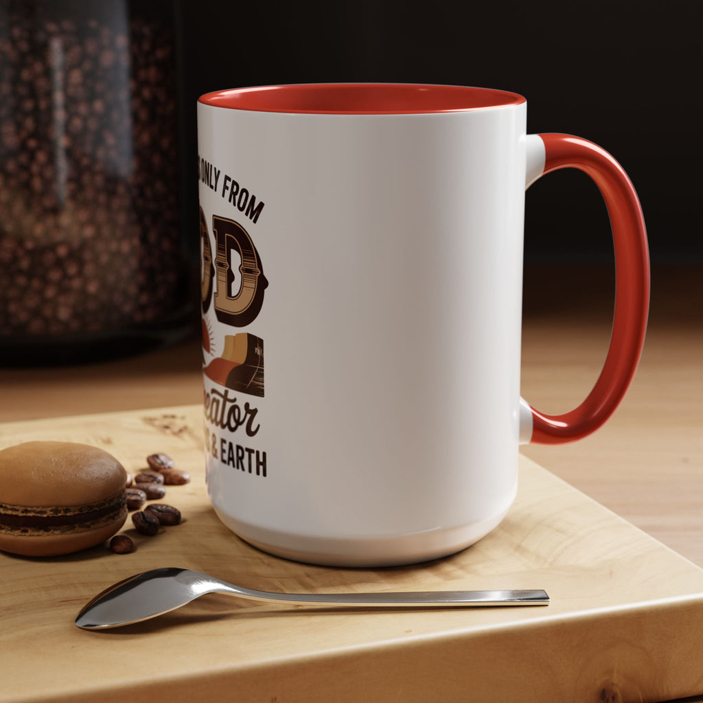 God-Themed Accent Coffee Mug – "My Help Is Only From God, The Creator of Heavens & Earth"