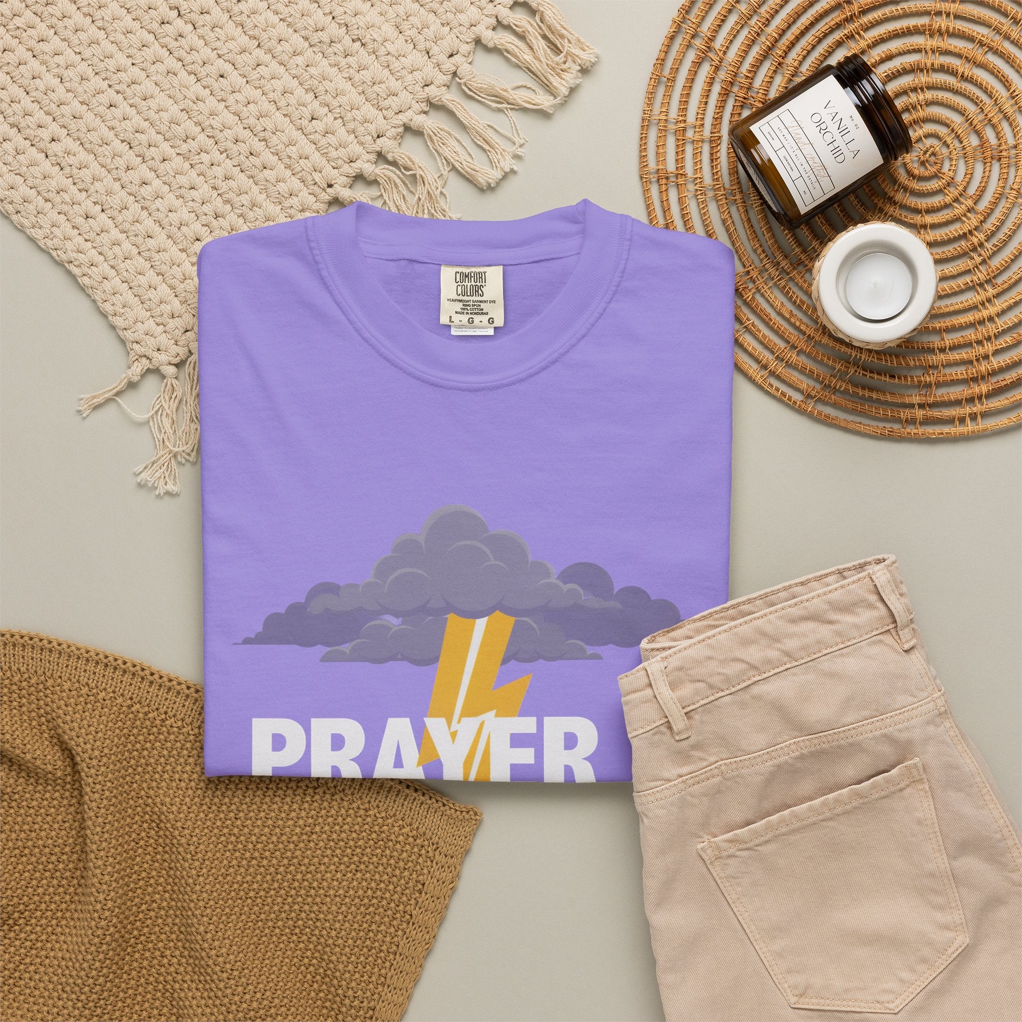 Prayer Is a Weapon T-Shirt — Christian Faith Lightning Graphic Tee
