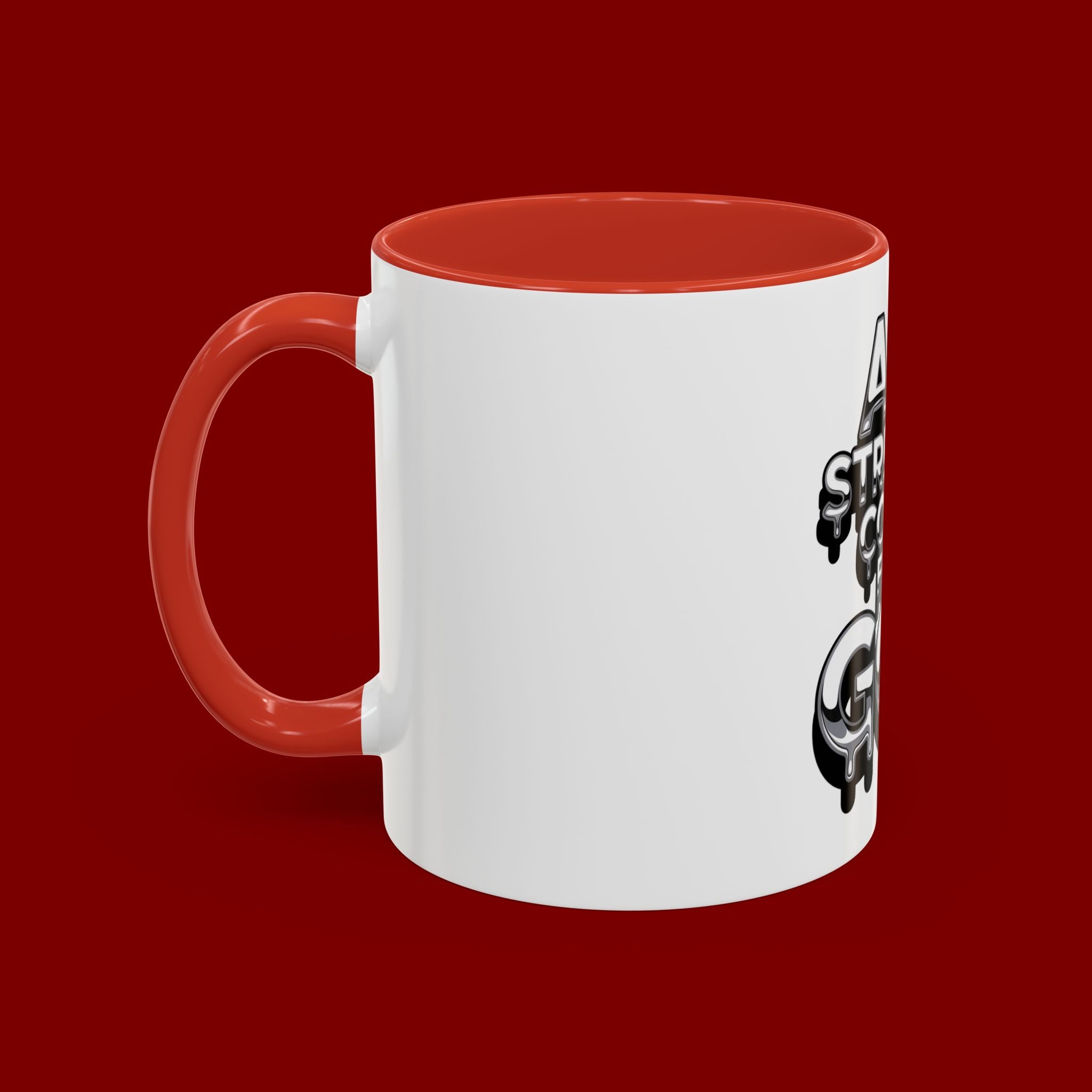 Ceramic Mug — "All Strength Comes From God" Black Accent Coffee Cup (11/15 oz)