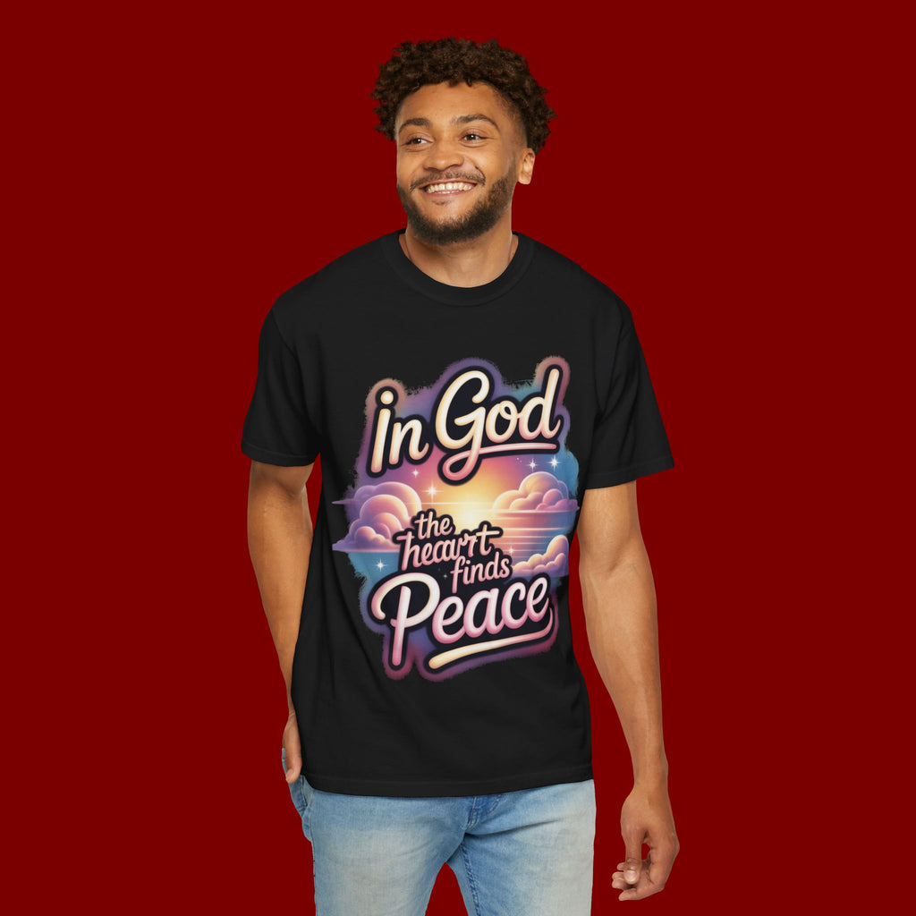 T-Shirt — “In God the Heart Finds Peace” Religious Faith Tee