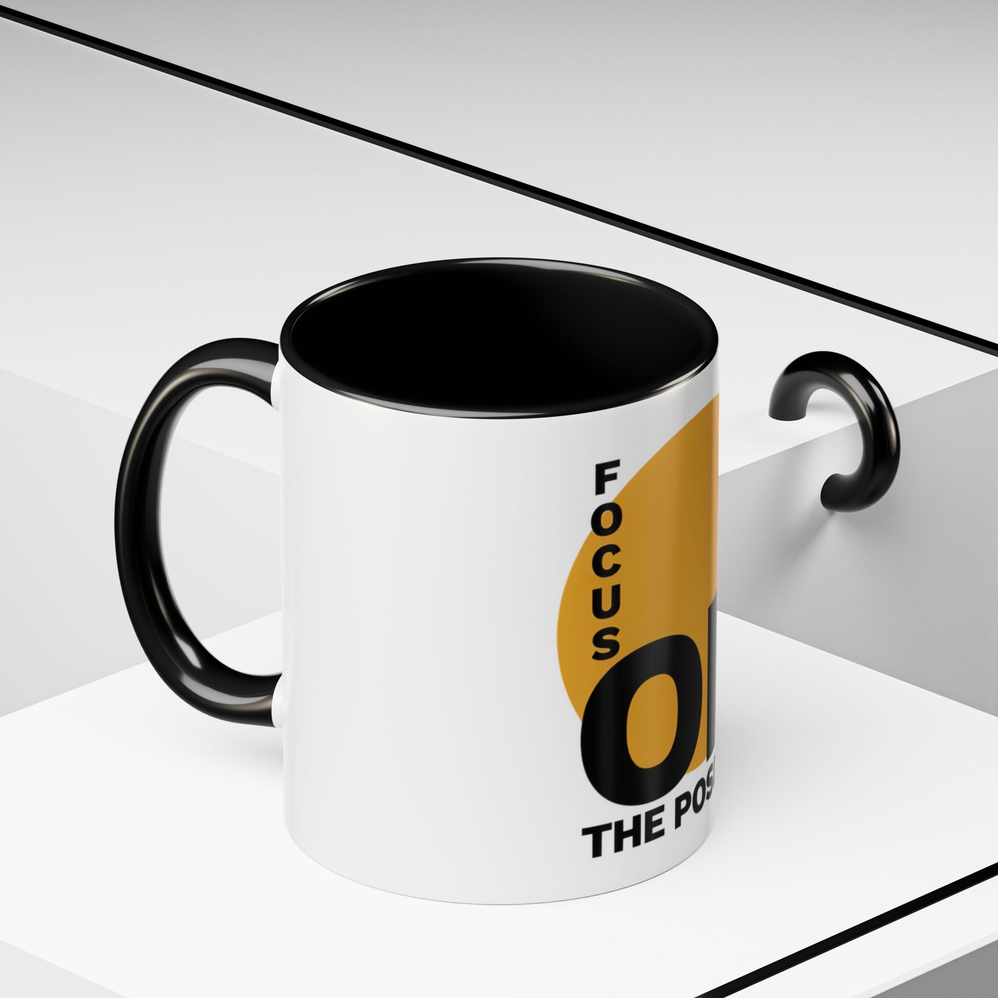 Accent Coffee Mug — "Focus On The Positive" Motivational Mug