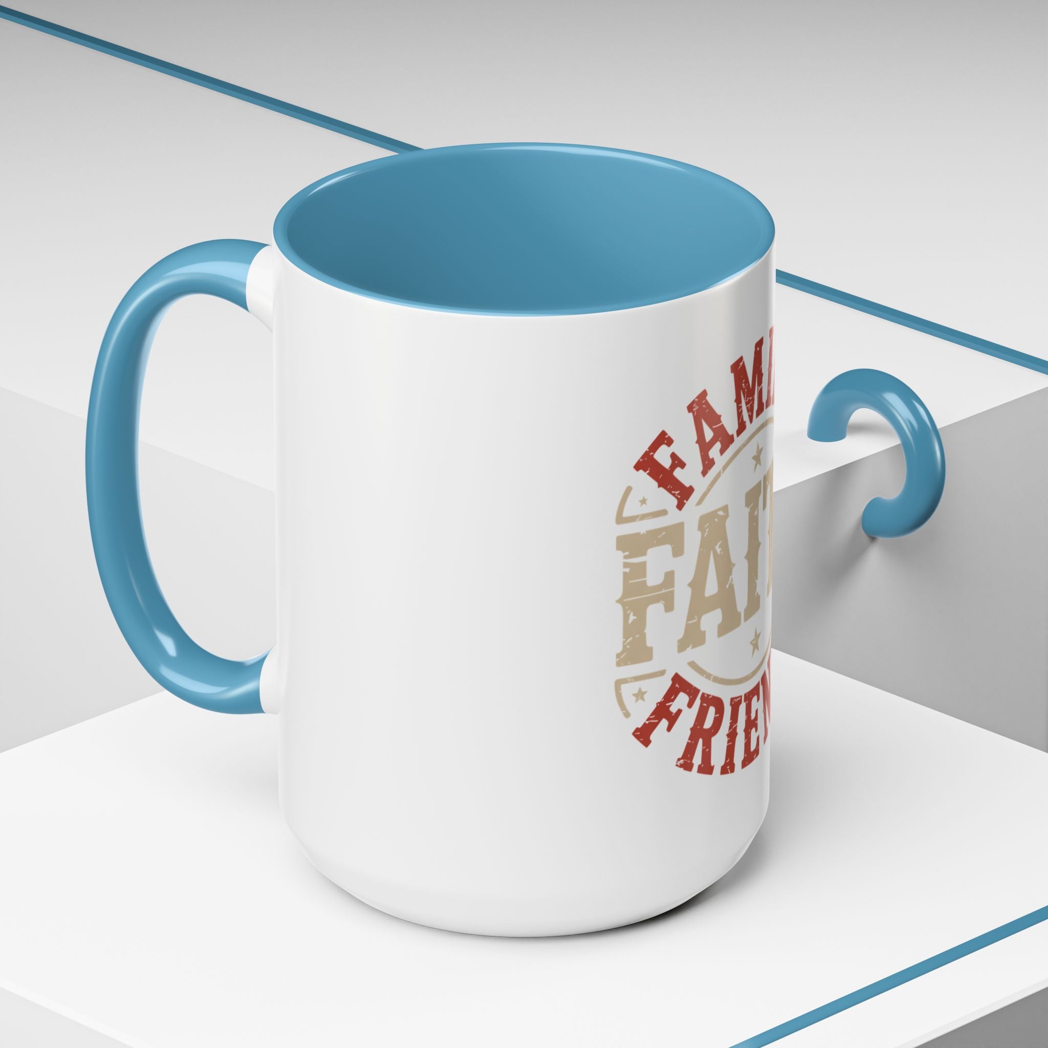 Faith Family Friends Accent Coffee Mug – Inspirational Religious Gift (11/15oz)