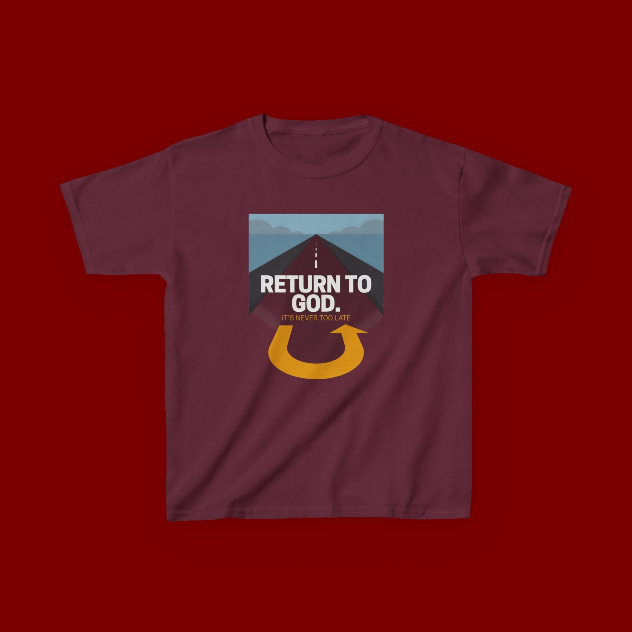 Kids Tee - "Return to God" Roadway Graphic Religious Youth Shirt