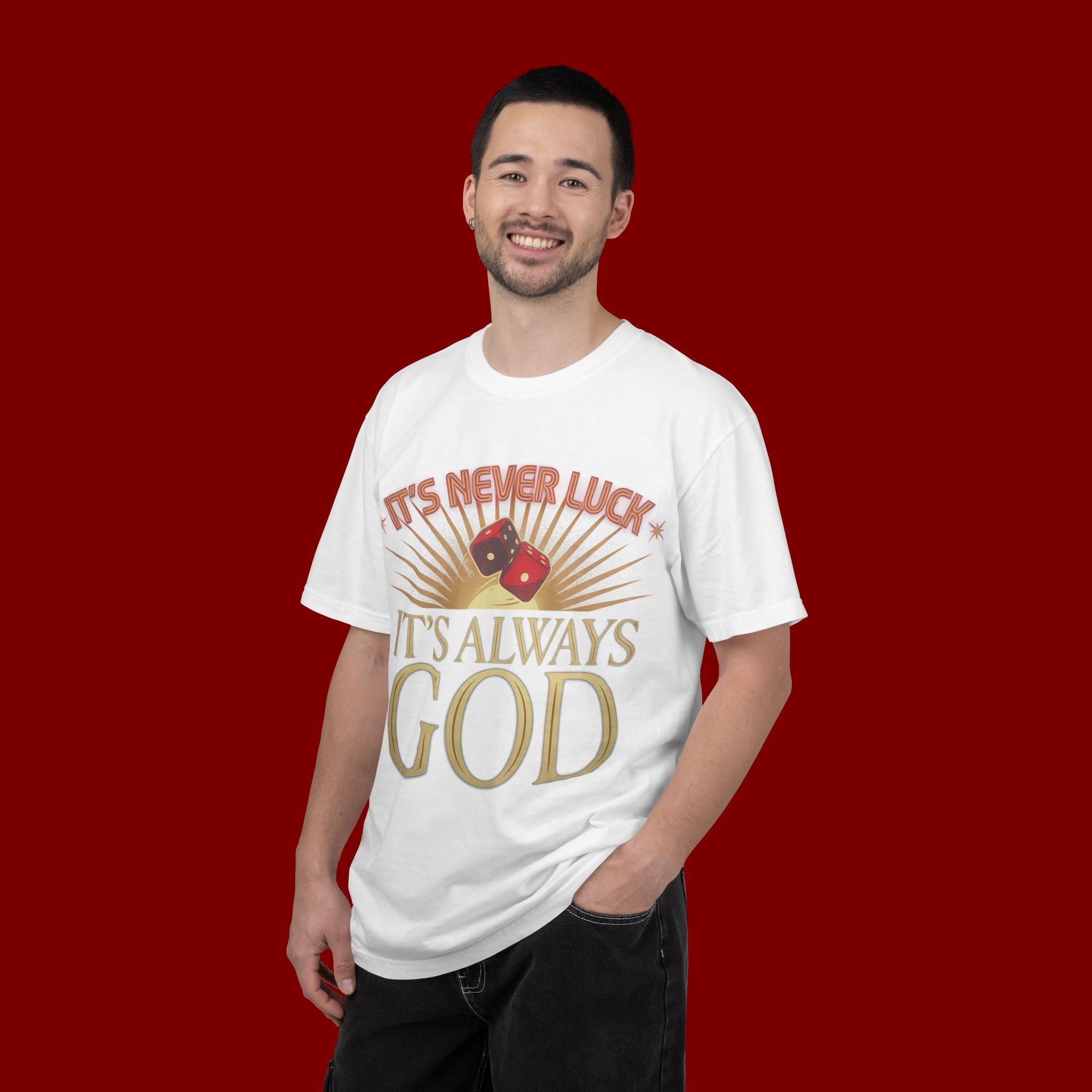 "It's Never Luck, It's Always God" Christian Graphic T-Shirt