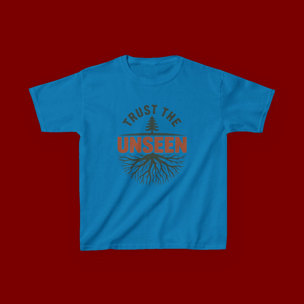 Kids T‑Shirt — "Trust the Unseen" Tree & Roots Inspirational Graphic