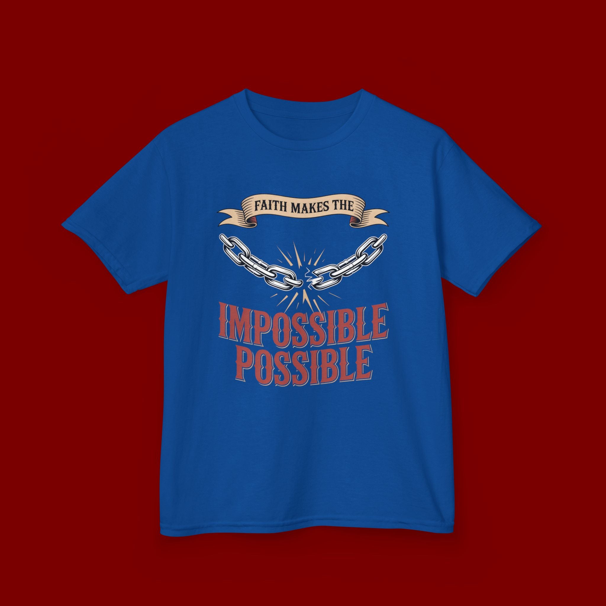 Kids Tee — "Faith Makes the Impossible Possible" Inspirational Graphic