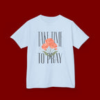 Kids Tee — "Take Time to Pray" Floral Christian Shirt