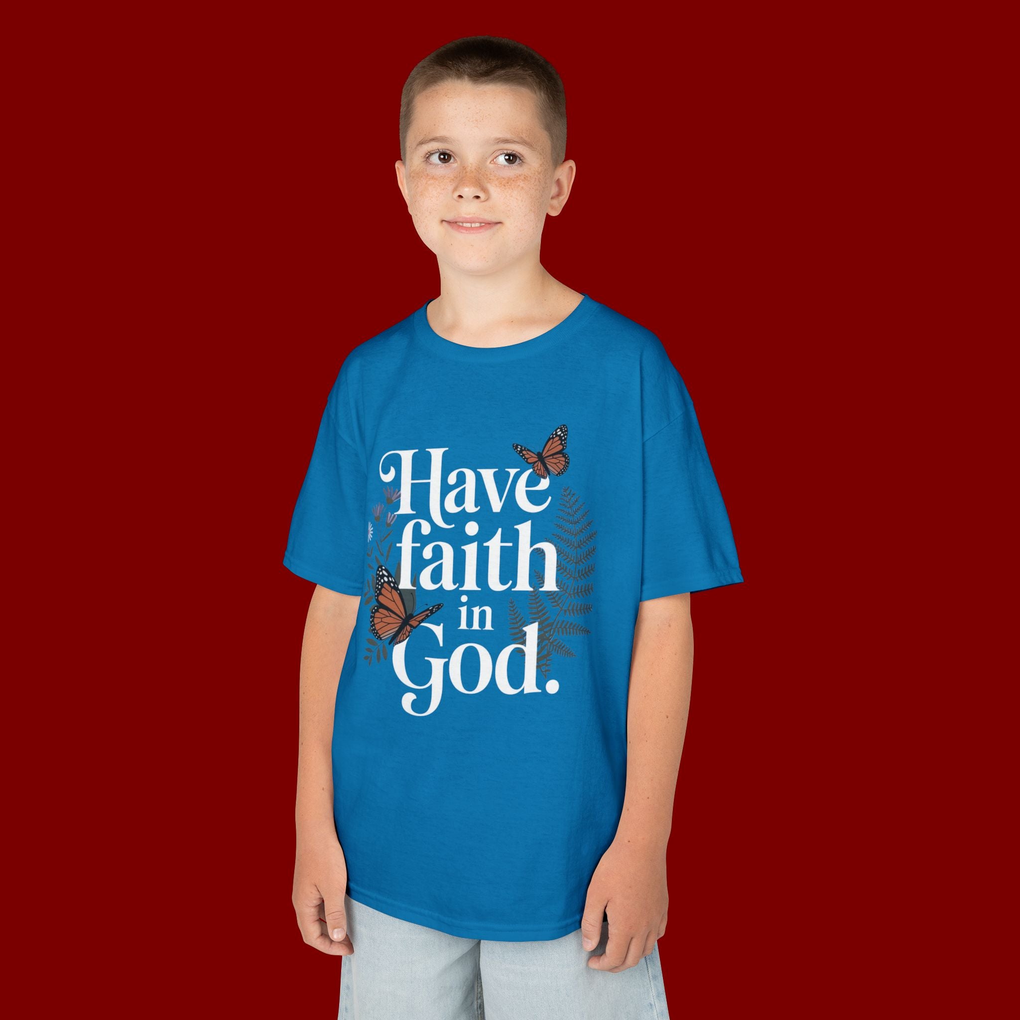 Kids Tee — "Have Faith in God" Floral Christian Youth T‑Shirt