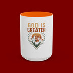 God Is Greater Mountain Coffee Mug — Inspirational Christian Accent Mug