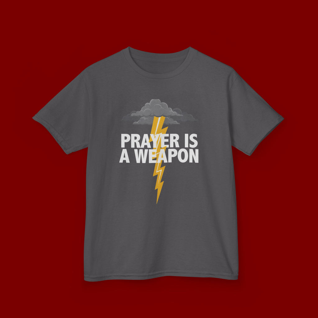 Kids Tee — "Prayer Is A Weapon" Lightning Graphic Christian Shirt