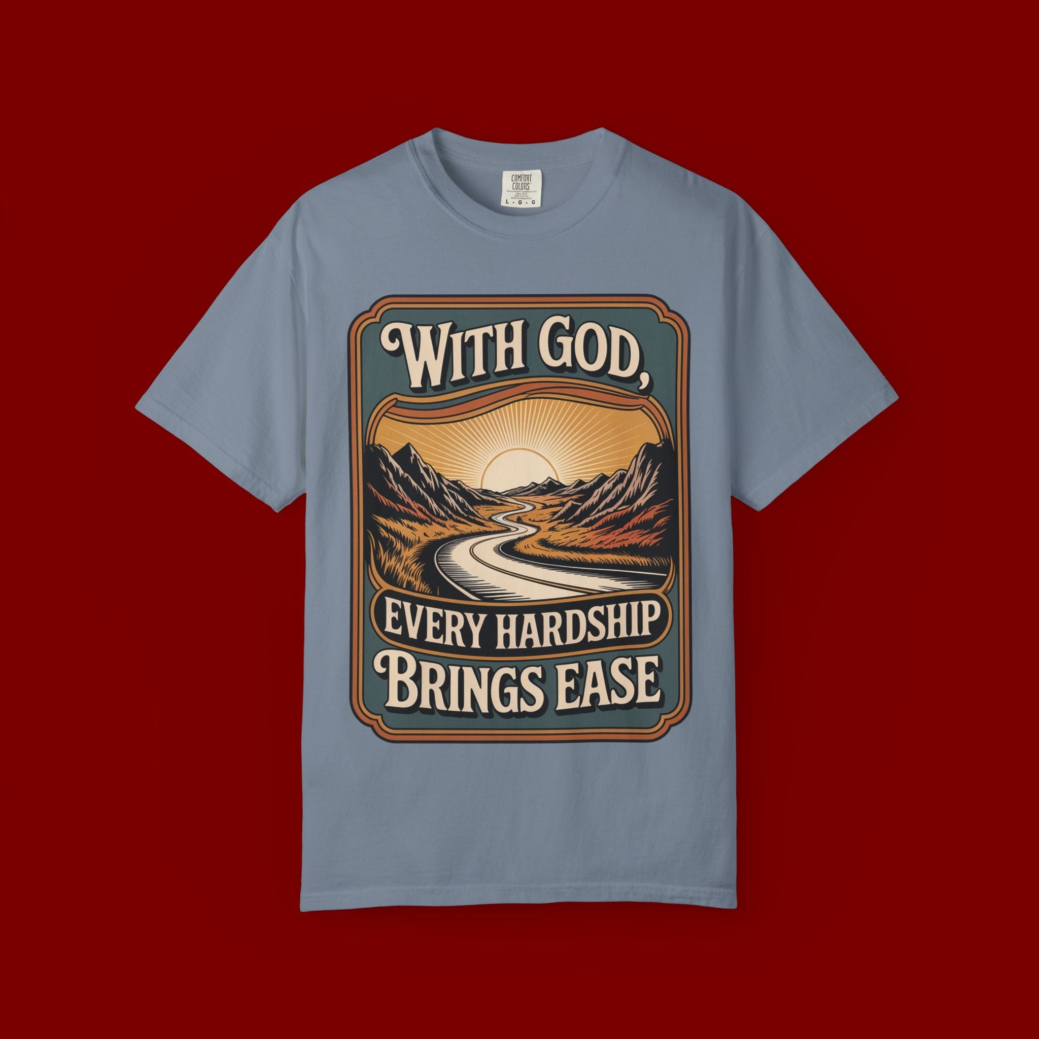 Inspirational Graphic T-Shirt — "With God, Every Hardship Brings Ease"