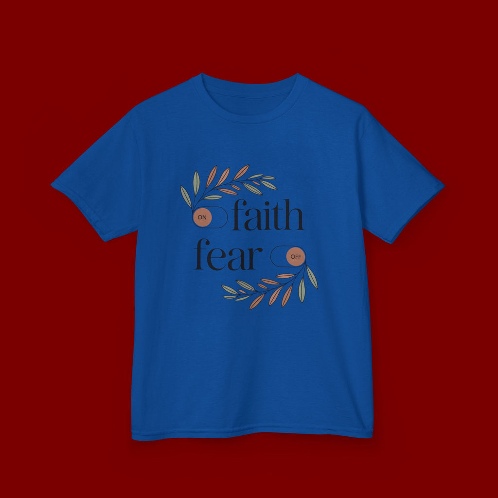 Faith Over Fear Kids T‑Shirt — Floral Inspirational Tee for Boys & Girls