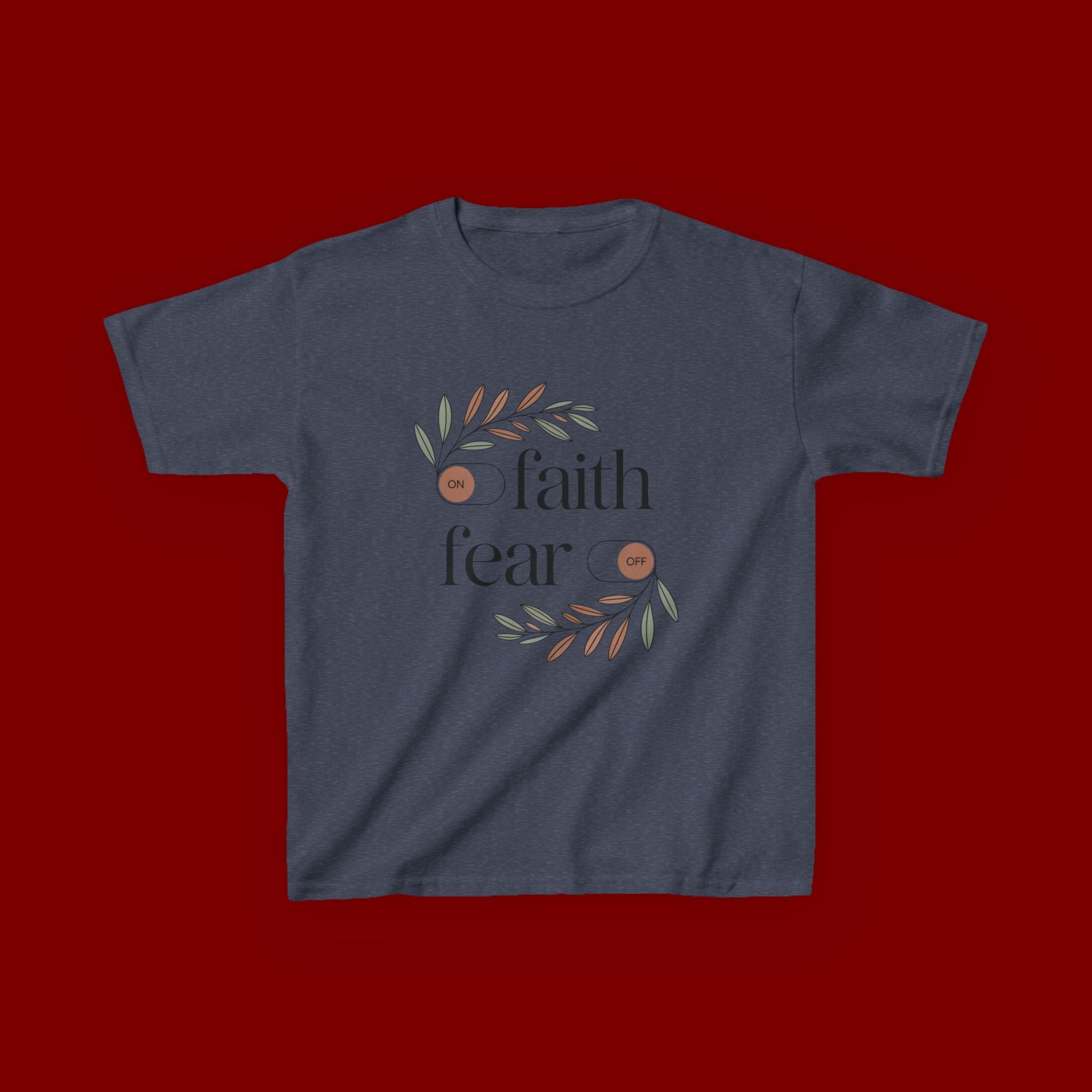 Faith Over Fear Kids T‑Shirt — Floral Inspirational Tee for Boys & Girls