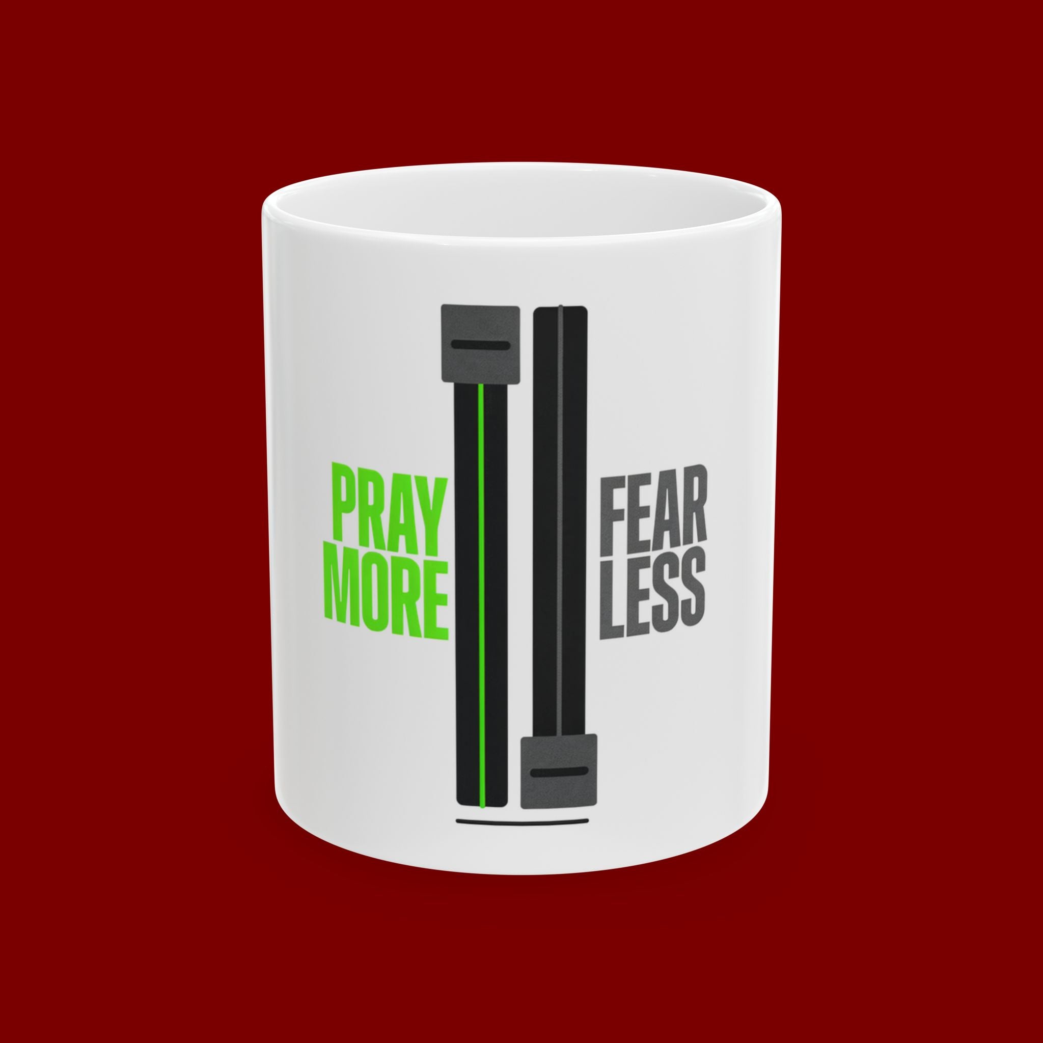 Pray More Fear Less Ceramic Mug – Inspirational Faith Coffee Cup (11oz/15oz)
