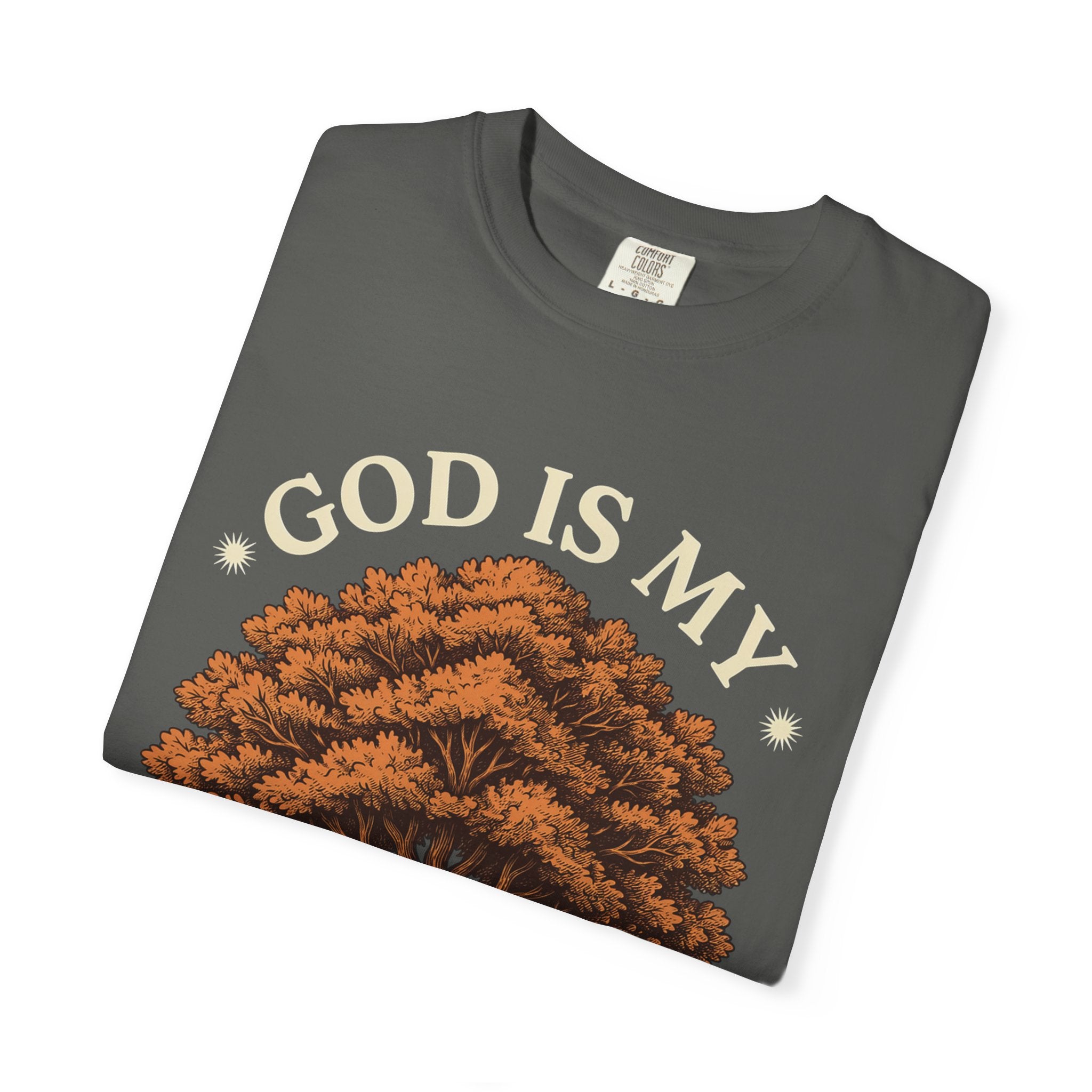 God Is My Strength Tree T-Shirt — Faith-Based Inspirational Tee