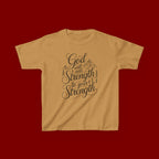 Kids T‑Shirt — "God Will Add Strength to Your Strength" Inspirational Faith Tee