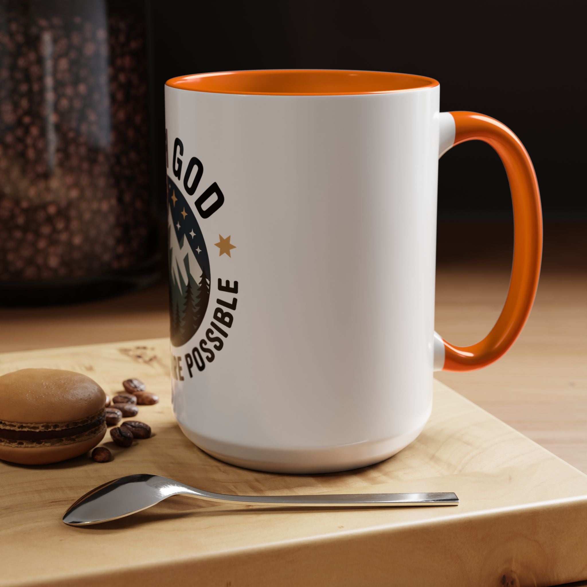 With God All Things Are Possible Accent Coffee Mug — Inspirational Faith Mountain Mug (11/15oz)